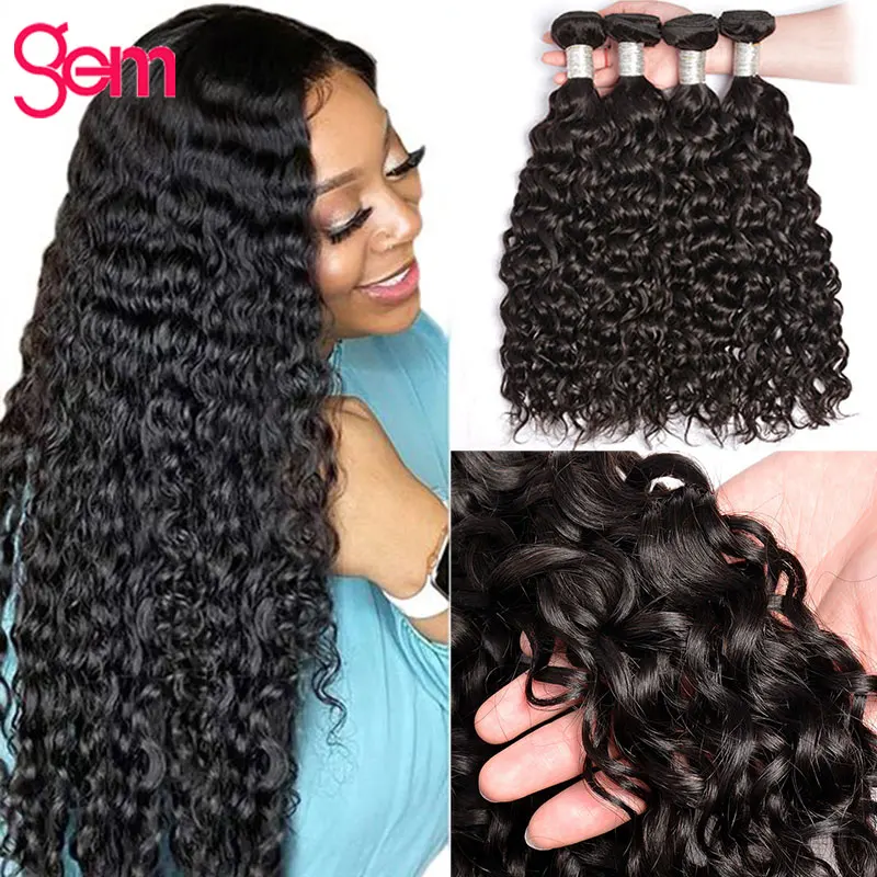 

Water Wave Bundles 100% Human Hair Brazilian Weaving Wet And Wavy 30 32 Inch 3 4 Pcs Bundles Deal Virgin Natural Hair Extensions