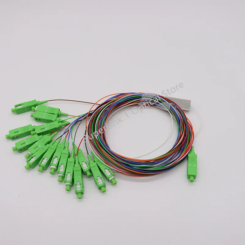 10 PCS/Lot 1X16 PLC Splitter Fiber Optic Color SC/APC SM 0.9mm G657A1 PVC 1m FTTH Fiber Optic Splitter equal scapc Free shipping