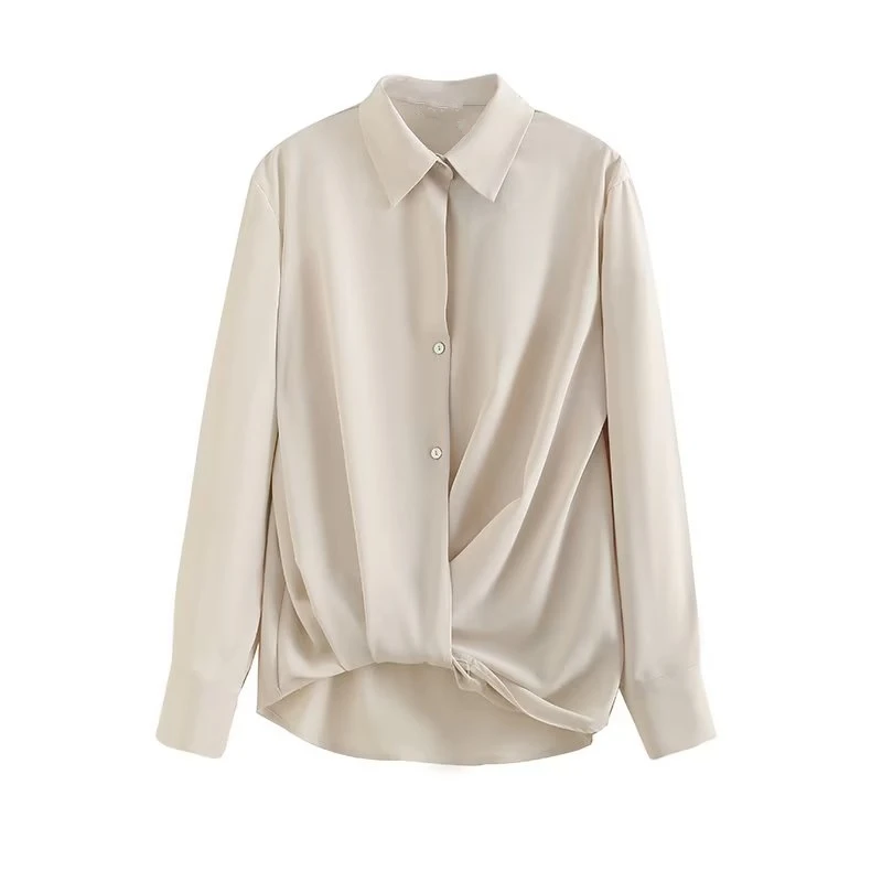 

Jenny&Dave Loose Solid Color Office Ladies Blouse Women Fashion able All-match Knotted Casual Shirt Top