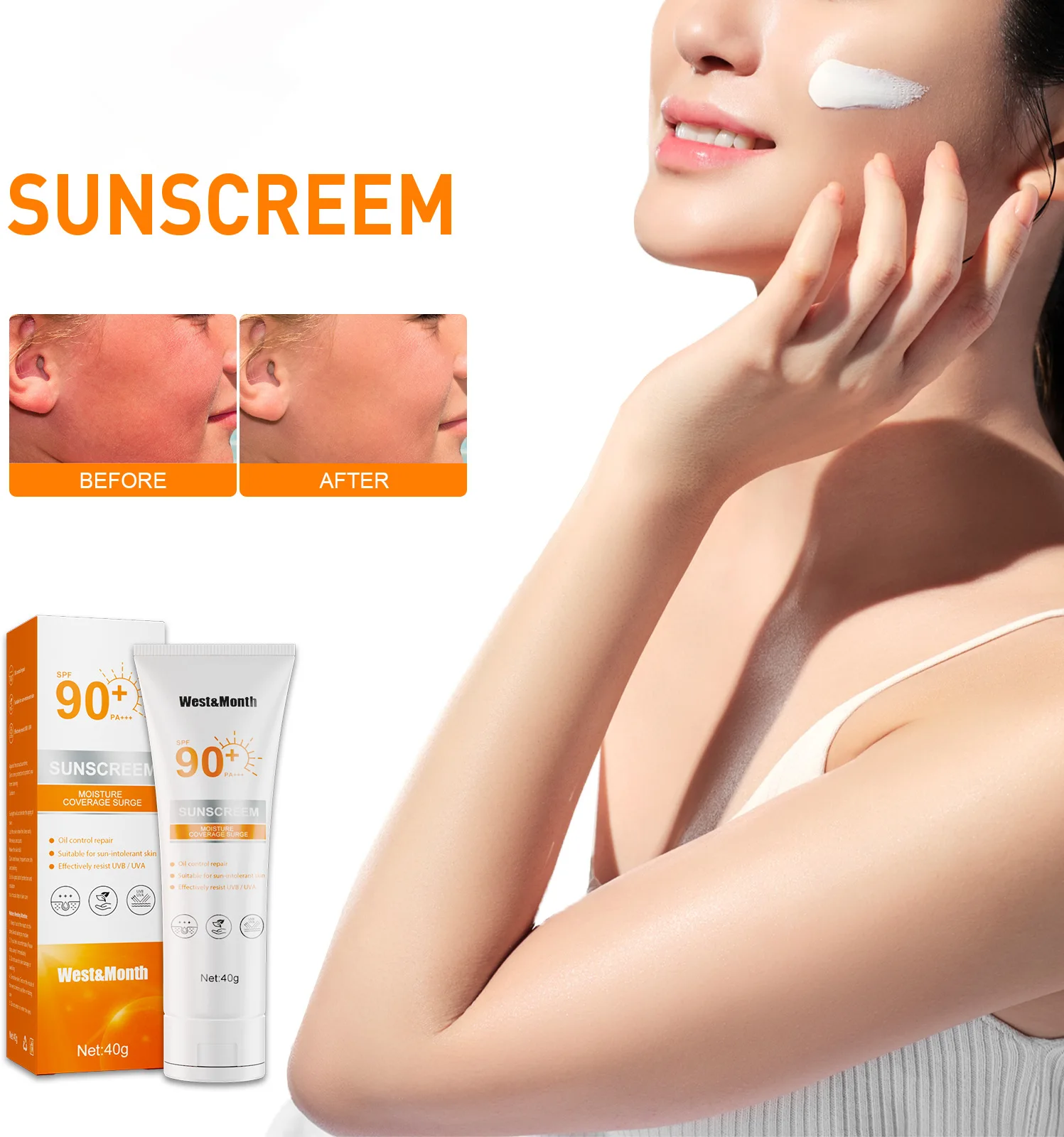 

Отбеливающий солнцезащитный крем для тела, с защитой от УФ-лучей