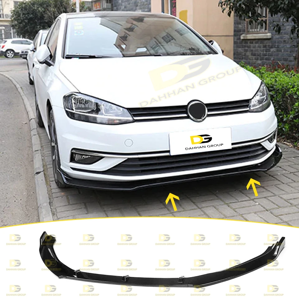 V.W Golf MK7 Facelift 2017 - 2019 Front Splitter 3 Pieces Piano Gloss Black Surface High Quality ABS Plastic Golf R Line Kit