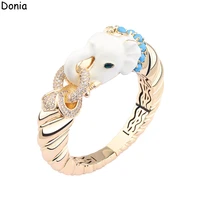 donia jewelry european and american fashionable white elephant titanium steel micro set zircon animal luxury bracelet