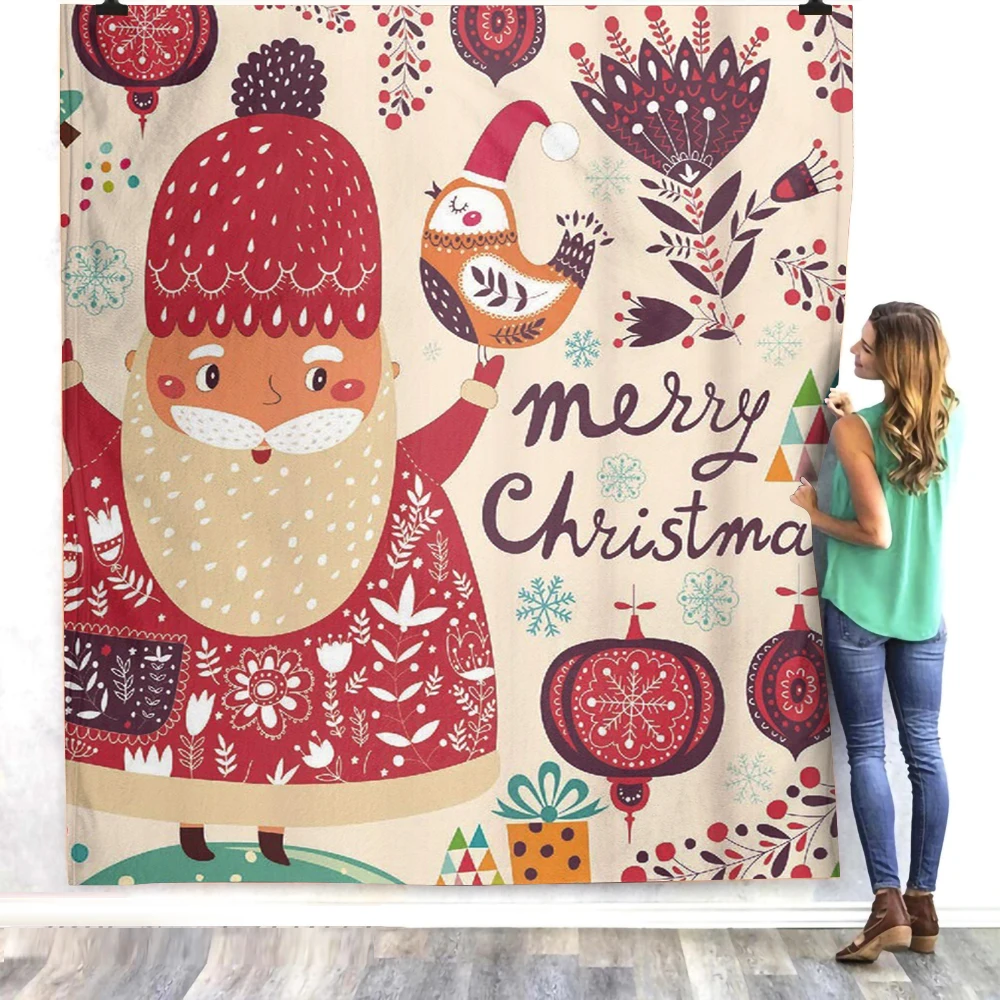 

New Year Merry Christmas Blanket Ultra Warm Santa Elk Snowman Print Design Blanket Office Napping Cozy Quilt Home Decor Gift