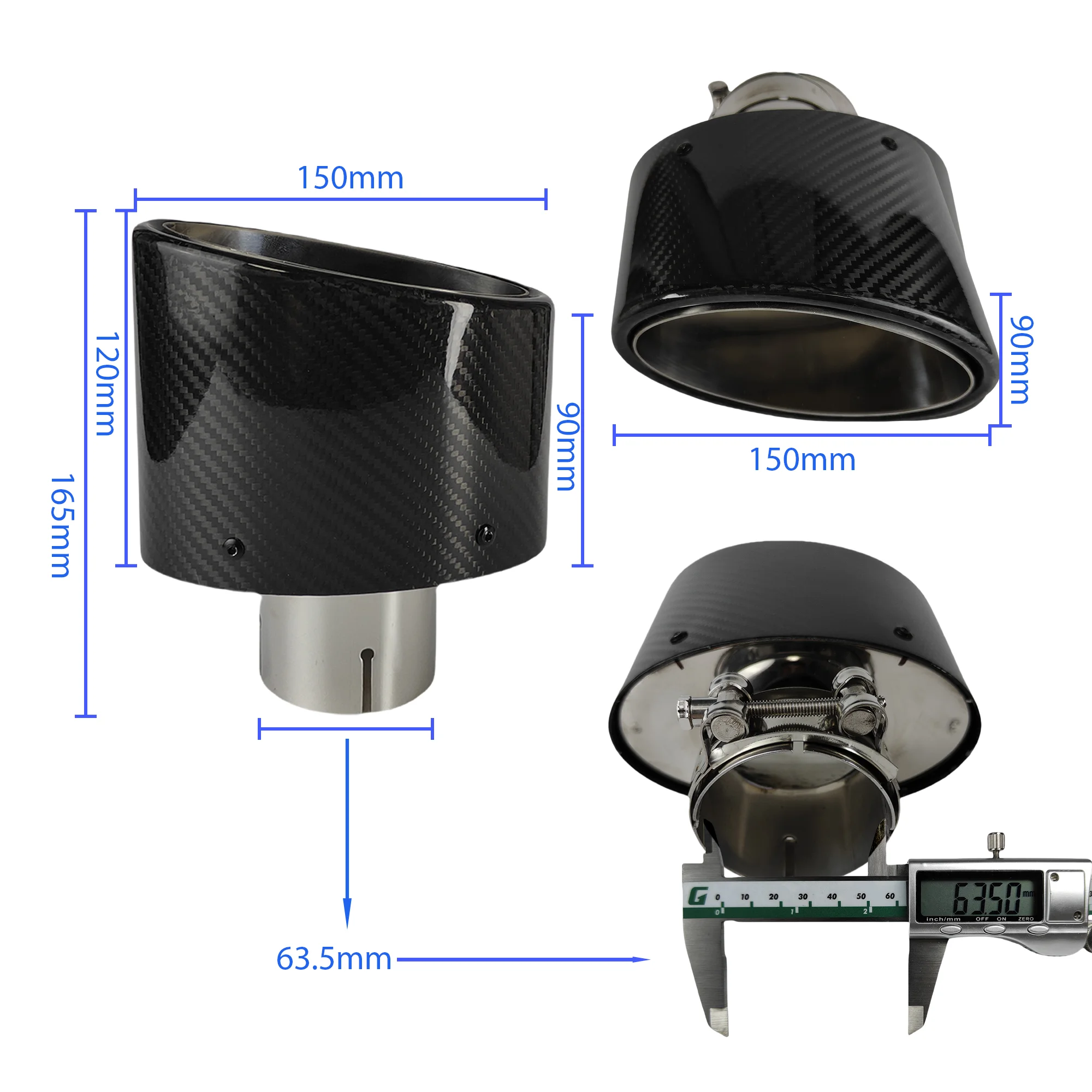 

Универсальный Автомобильный Глушитель 150 Мм, Серебристый, Овальный, Из Углеродного Волокна И Нержавеющей Стали