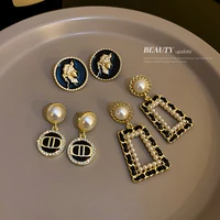silver needle diamond geometric earrings retro niche design earrings korean personality earrings women