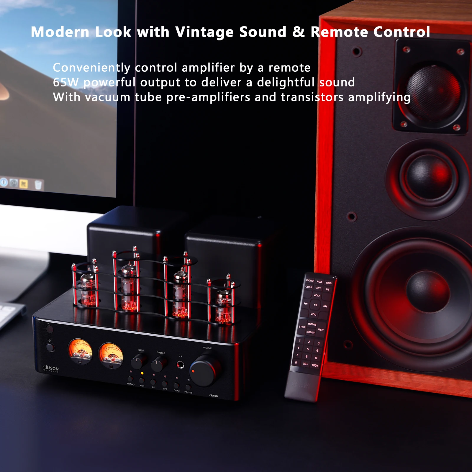 Ламповый усилитель Juson Audio JTA50 Hi-Fi Vacuum BT5.0 Стерео USB RCA Opt Remote Phono 100 Вт 2 1 канала для