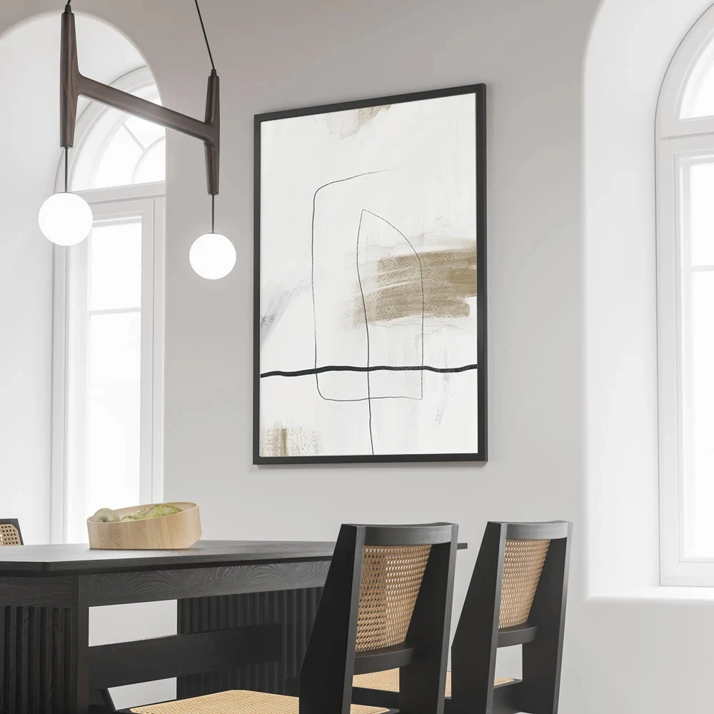 Абстрактное искусство черно-бежевый принт на холсте постер скандинавское