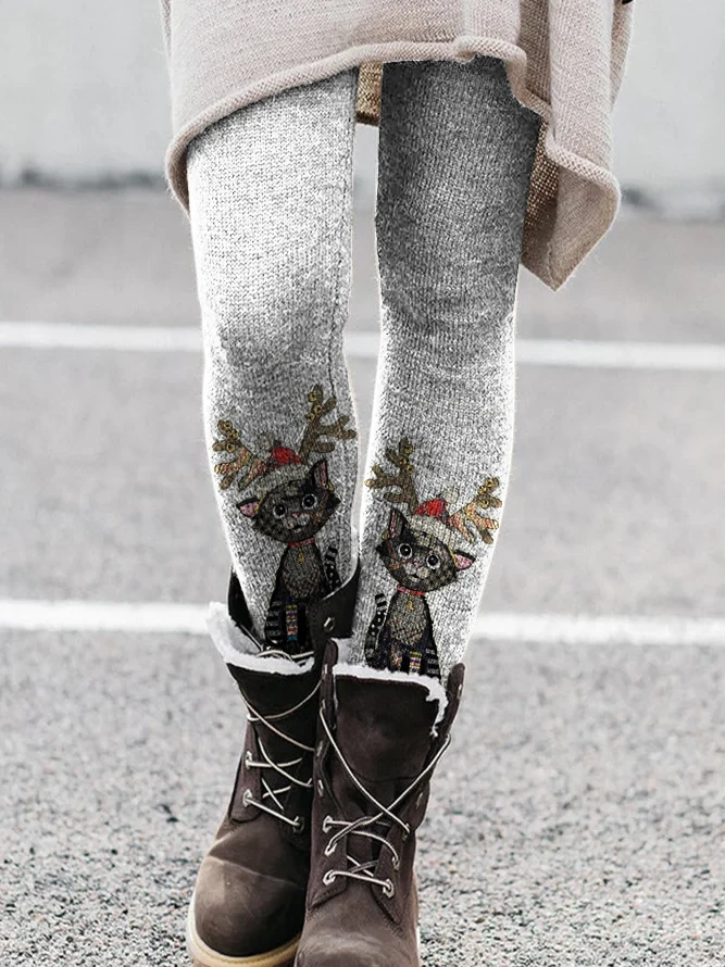

Ladies Fashion Brushed Print Slim Fit Slim Boots Pants Casual Street Leggings