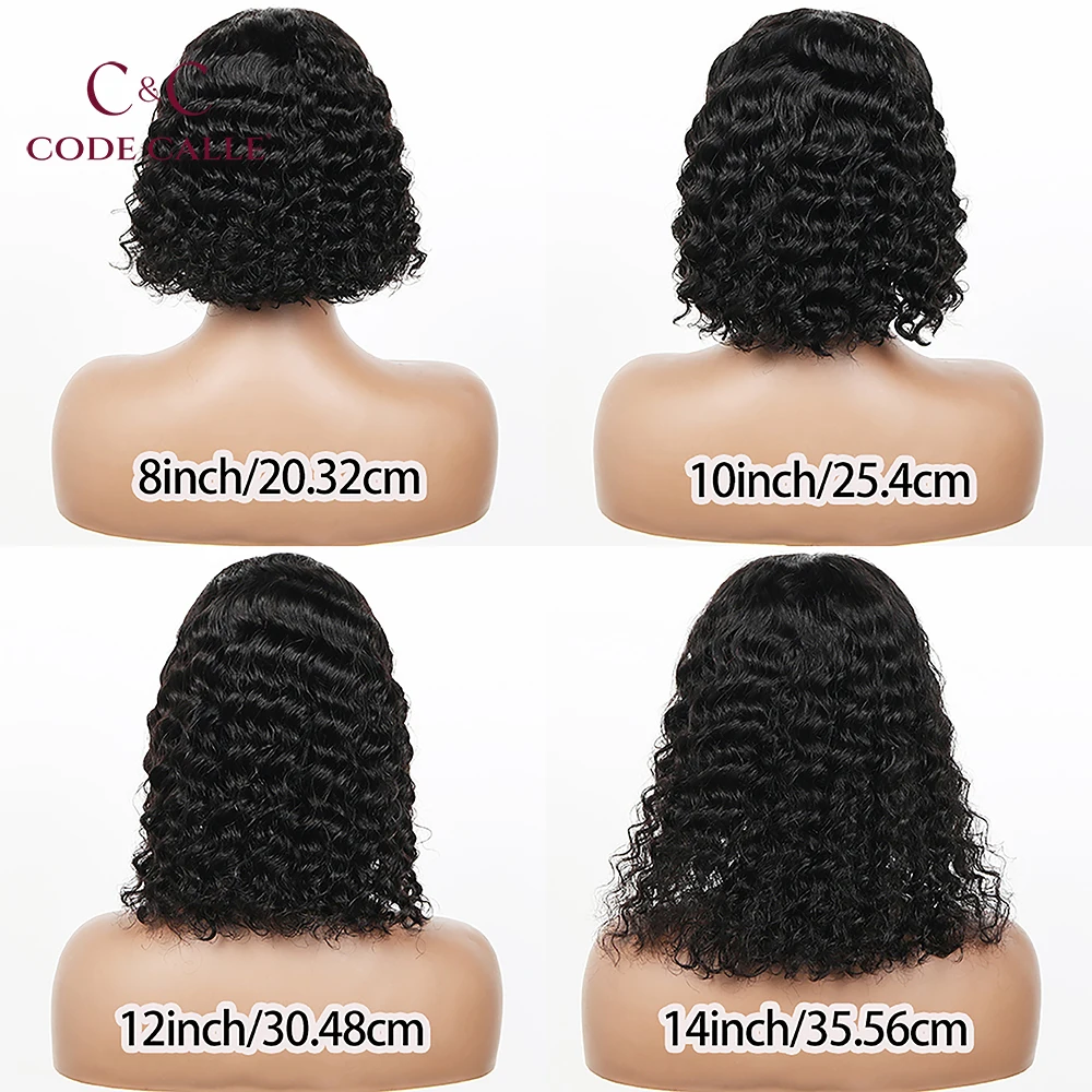 Парик Боб Человеческих Волос Глубокая Волна Фронта Шнурка Вьющиеся Парики Для