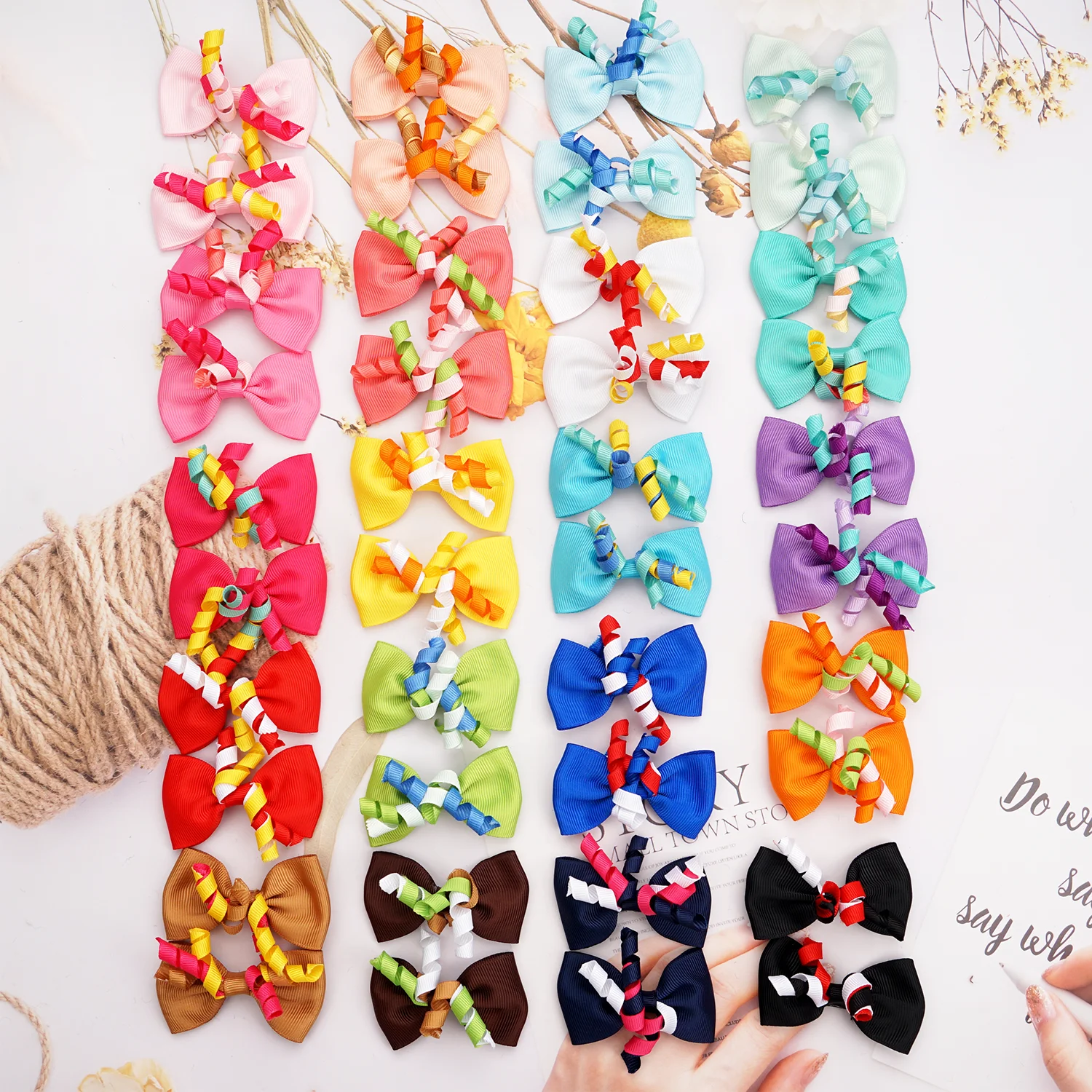 20/30/40Pieces Baby Hair Clips 2 inches Hair Bows alligator Clips for Infant and Baby Girls 40 Colors in Pairs images - 6