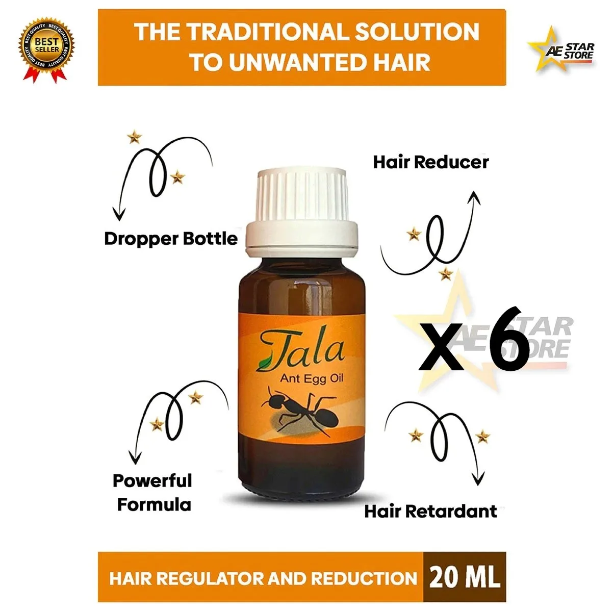 Ant Egg Oil Feather Reducer Tala Ant Egg Oil Permanent hair Removal 20 Ml x 1 Pcs - 20 Ml x 6 Pcs