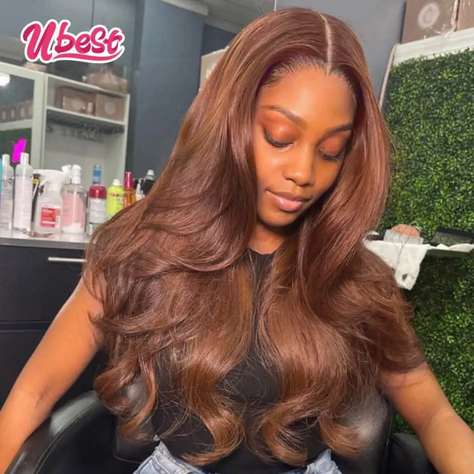 

Ubest HD Chocolate Brown 13X6 Body Wave Lace Front Wig 30Inch Brazlian Human Hair Wigs Dark Brown Transparent Lace Frontal Wig