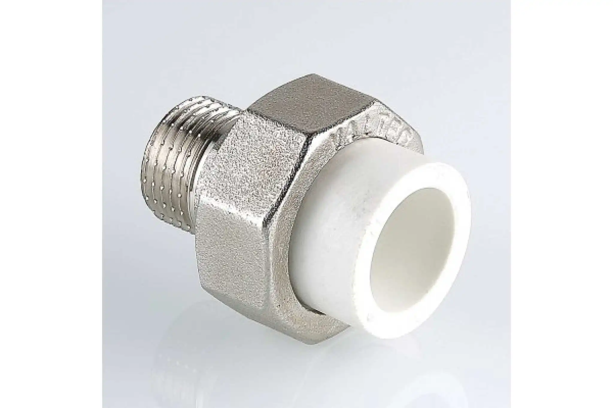 Фитинг полипропиленовый под ключ с переходом на наружную резьбу 40х1. 04007. Соединитель ppr с переходом на наружную резьбу. Vtp. 762.