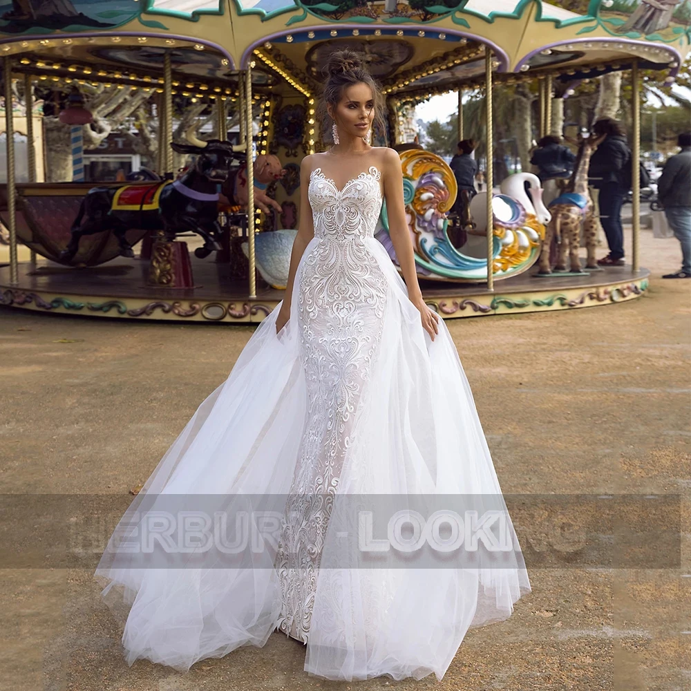 

HERBURN Exquisite Wedding Gown For Bride Court Train Spaghetti Straps Customised Dropping Shipping Robe De Soiree De Mariage