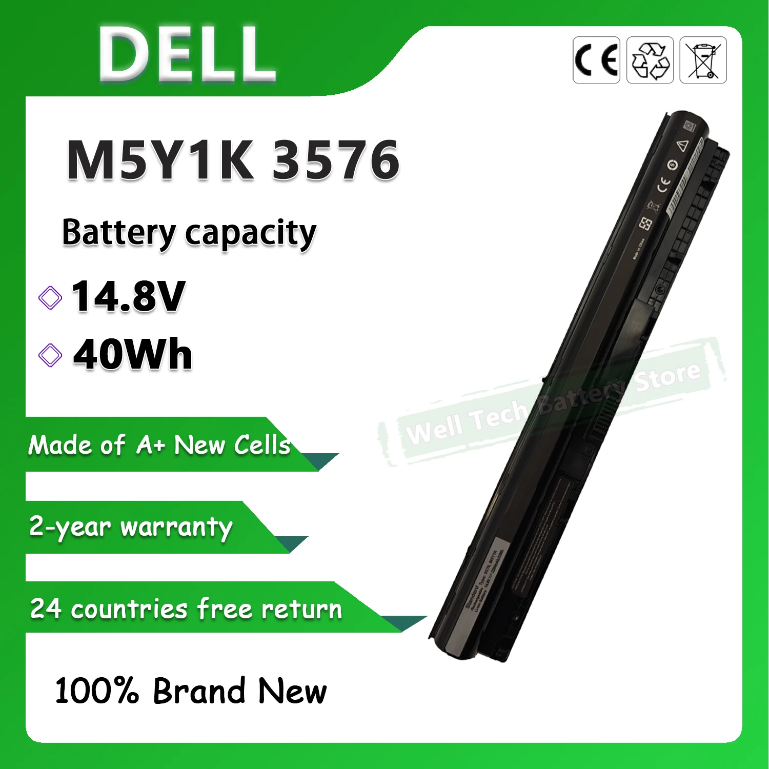 Аккумулятор M5Y1K для ноутбука DELL INSPIRON 3576 3462 3465 3476 Vostro 3478 3578 3458 Latitude 3558 3568