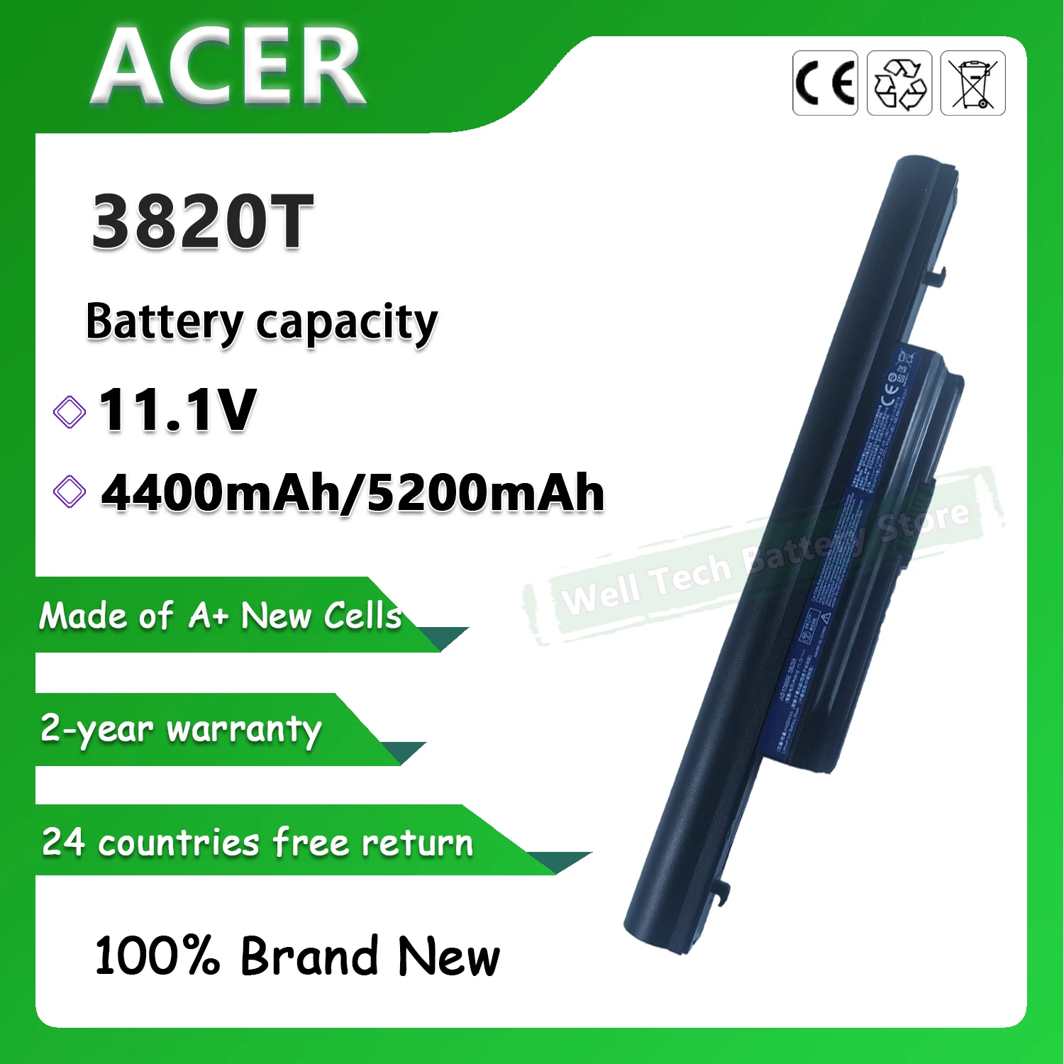 Аккумулятор для ноутбука 3820T TimelineX 4820TG 4820T 5820T ACER 4745G 4553G Aspire 3820TG 4738G 4738Z