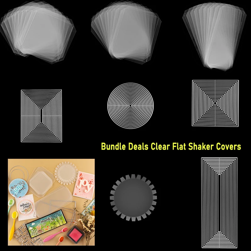 

Diy Plastic Bundle Deals Clear Flat Shaker Covers Set for Diy Shaker Cards 3" 3.5" 4.25" Plastic Shaker Creator Acetate Sheets