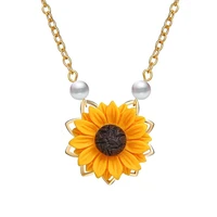 exquisite boho zircon flower pendant for women sunflower fashion girl party senior shining gift necklace kpop wholesale