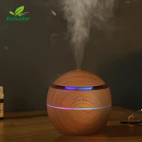 kinscoter wood grain mini aroma diffuser 130ml portable usb air humidifier with night light