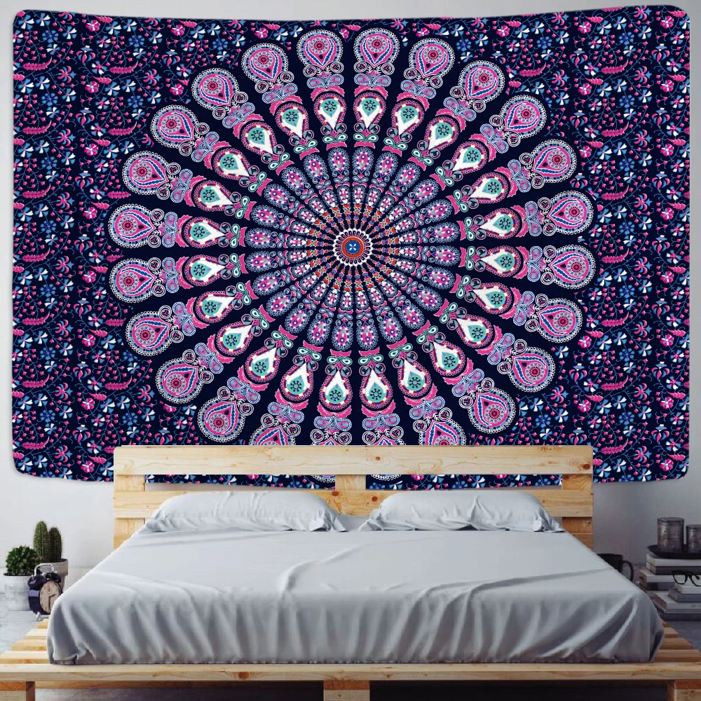 Indian mandala psychedelic scene home decor tapestry hippie boho yoga mat room wall decoration beach towel