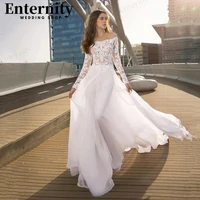 temperament off the shoulder lace long sleeves wedding gowns appliques bridal dresses illusion backless 2022 vestidos de novia