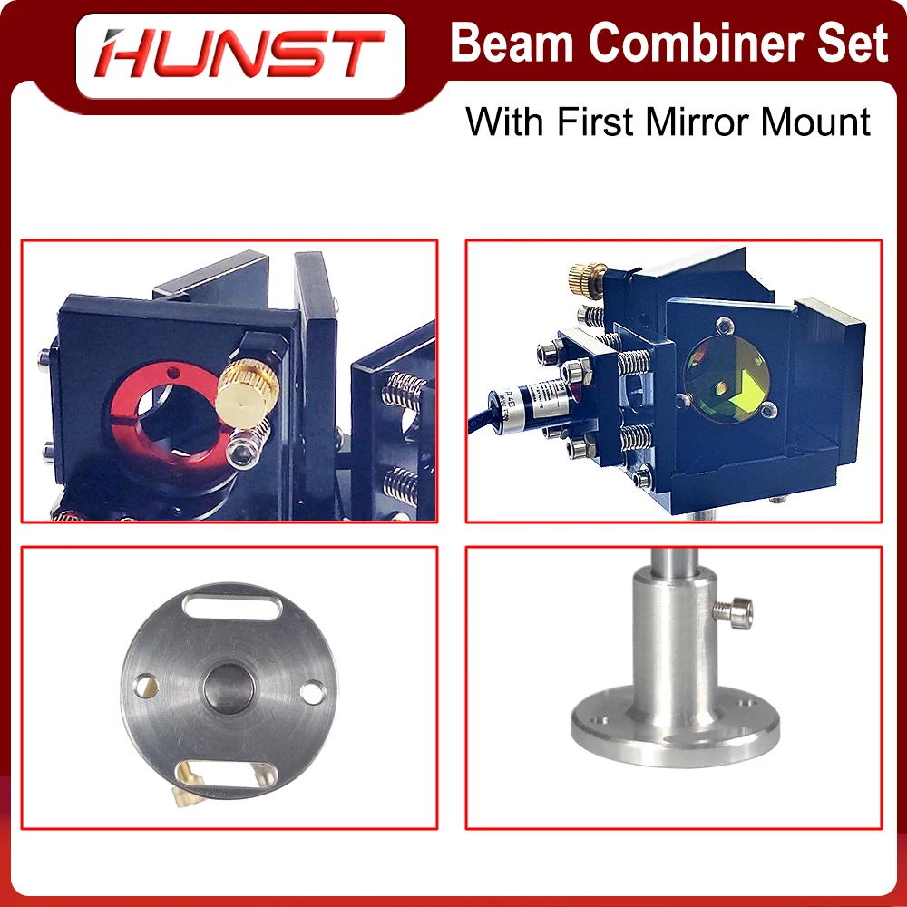 Hunst Beam Combiner Set 25mm Laser Beam Combiner +Mirror Mount + Laser Red Pointer for CO2 Laser Engraving Cutting Machine. enlarge