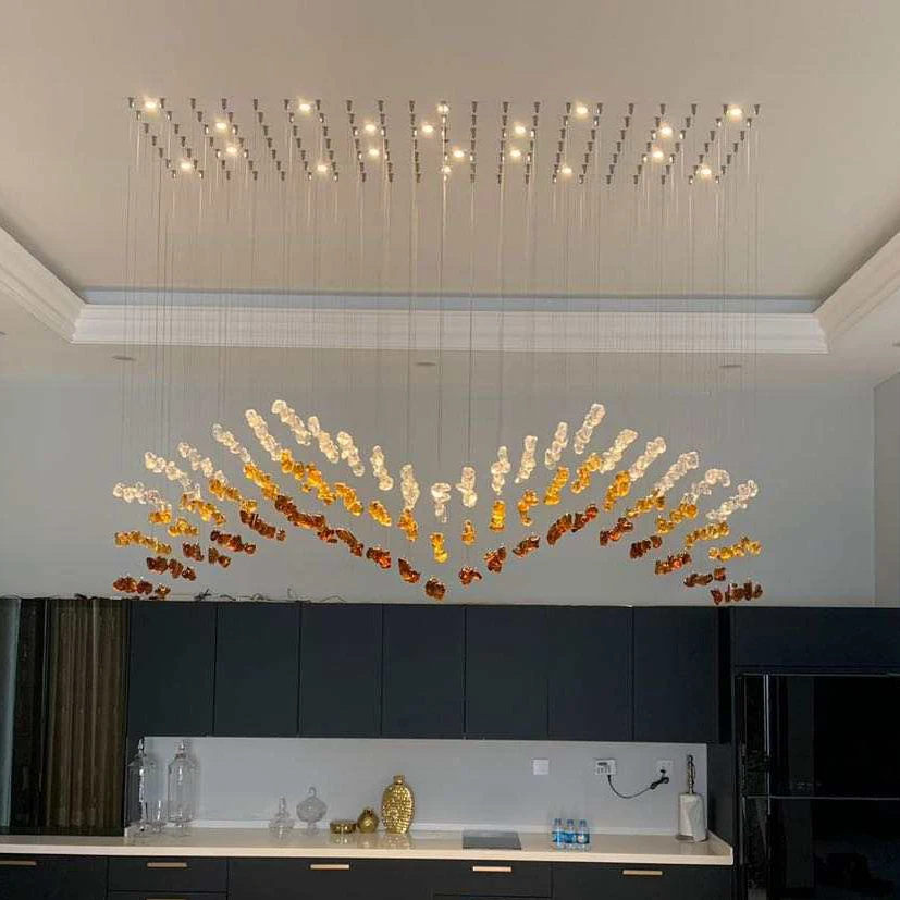Современная хрустальная люстра из камня Подвесная лампа для столовой домашний