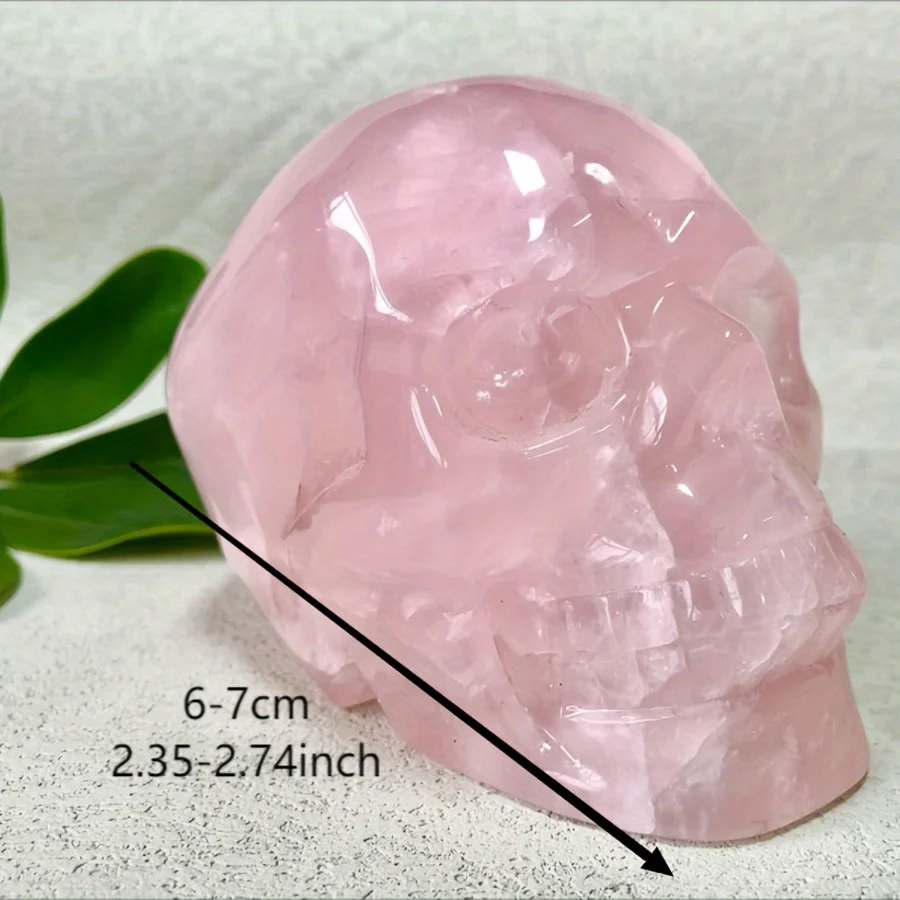 Хрустальная скульптура черепа из розового кварца