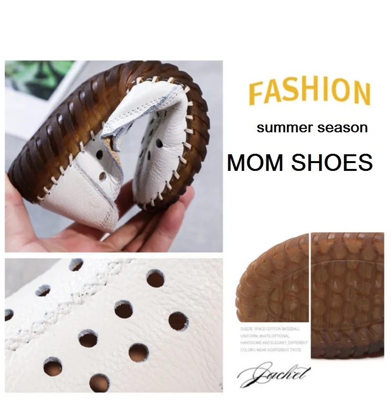 Cozy Orthopedic Sandals Women Genuine Leather Shoes Woman Summer Breathable Hollow Moccasins Women's Wide Fit Loafers Female