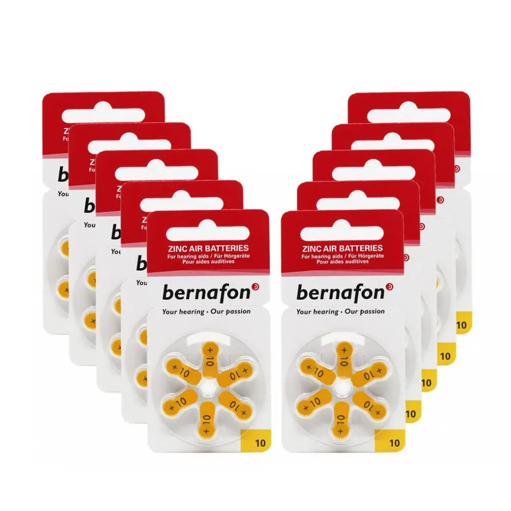 Bernafon Hearing Aid Headphone Battery No:10 (10x6 set = 60 PCs)