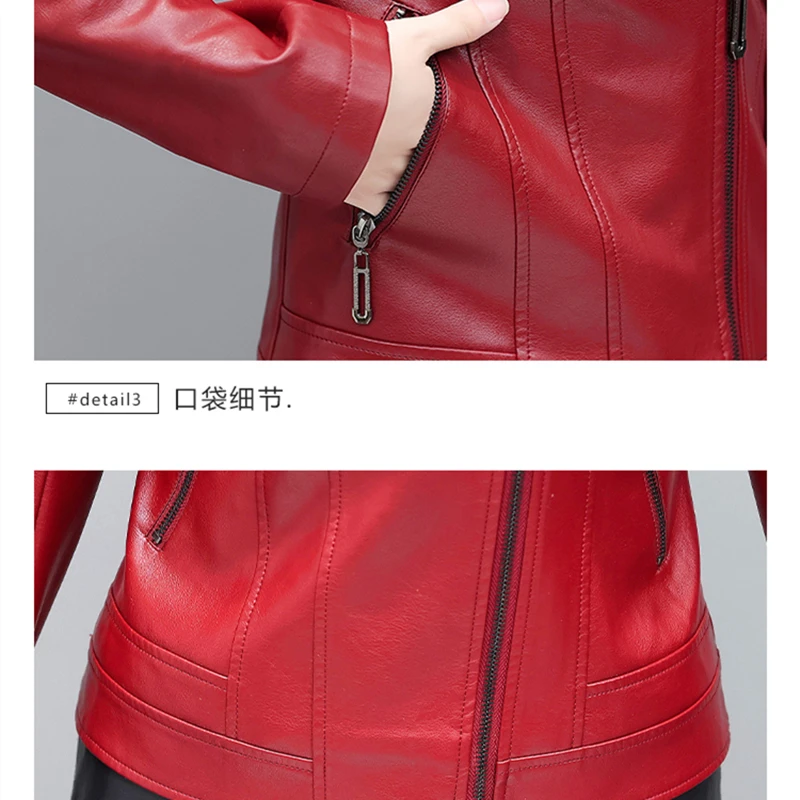 Autumn Lady Faux Leather Jacket Black Motorcycle Moto Biker Short Coat Womens Leather Jacket - Leather Jackets for Women