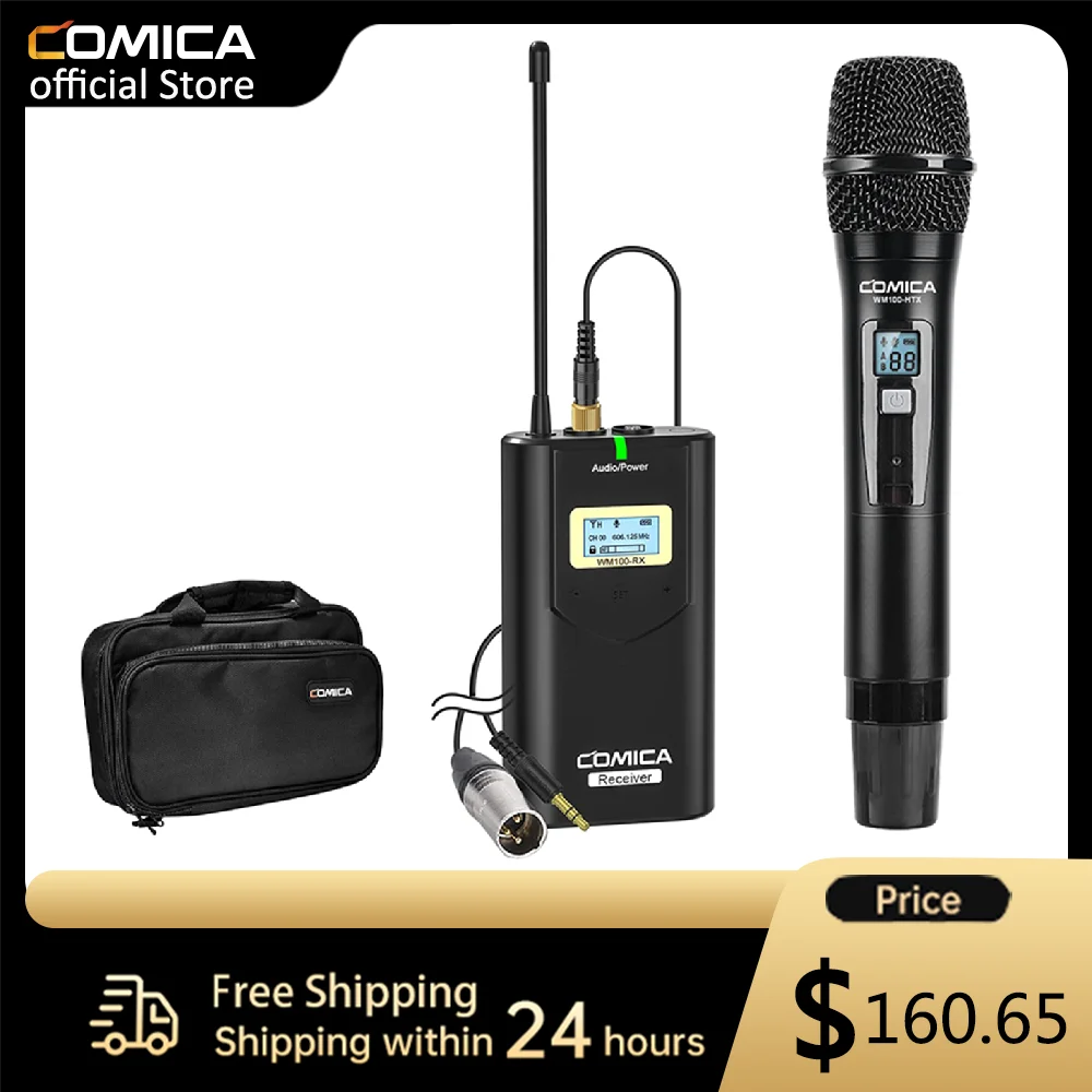 Comica CVM-WM100 H UHF 48-Channel Professional Wireless Handhled Microphone for Canon Nikon Sony Panasonic Fuji DSLR Camera