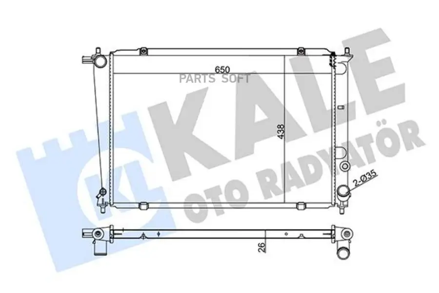 KALE 350520 РАДИАТОР ОХЛАЖДЕНИЯ ДЛЯ А/М HYUNDAI H-1/STAREX (96-) 2.4/2.5D MT ПАЯНЫЙ