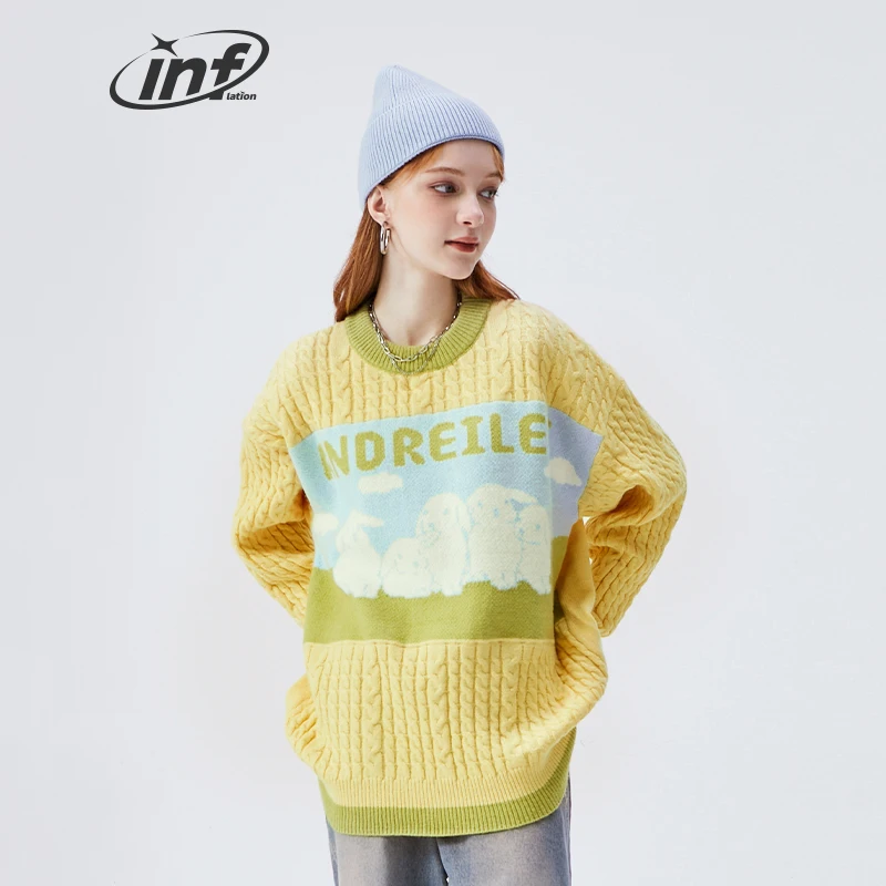 

INFLATION Harajuku Colorblock Twist свитера унисекс 2022 трендовые забавные графические осенние Джемперы мужские пуловеры