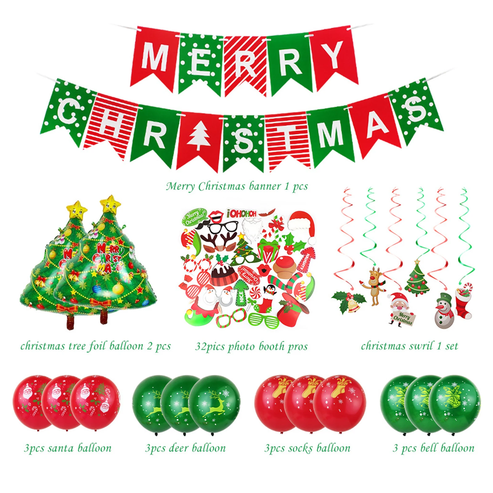 Рождественский тематический набор воздушных шаров из фольги и баннеров