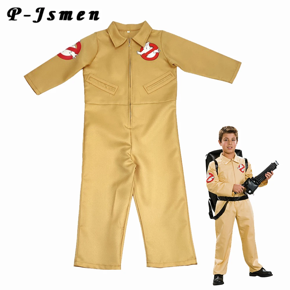P-Jsmen Movie Theme Ghostbuster Cosplay Kids Halloween Costume Suitable 3-9 Years Child Jumpsuit Cloths