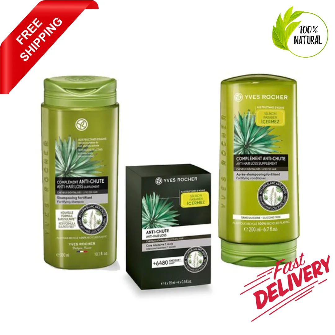 YVES ROCHER Anti-Hair Loss, Protects the Hair, Prevents Spillage-Revitalizes, 3'lü Set-NATURALIS-Fast and Free Shipping
