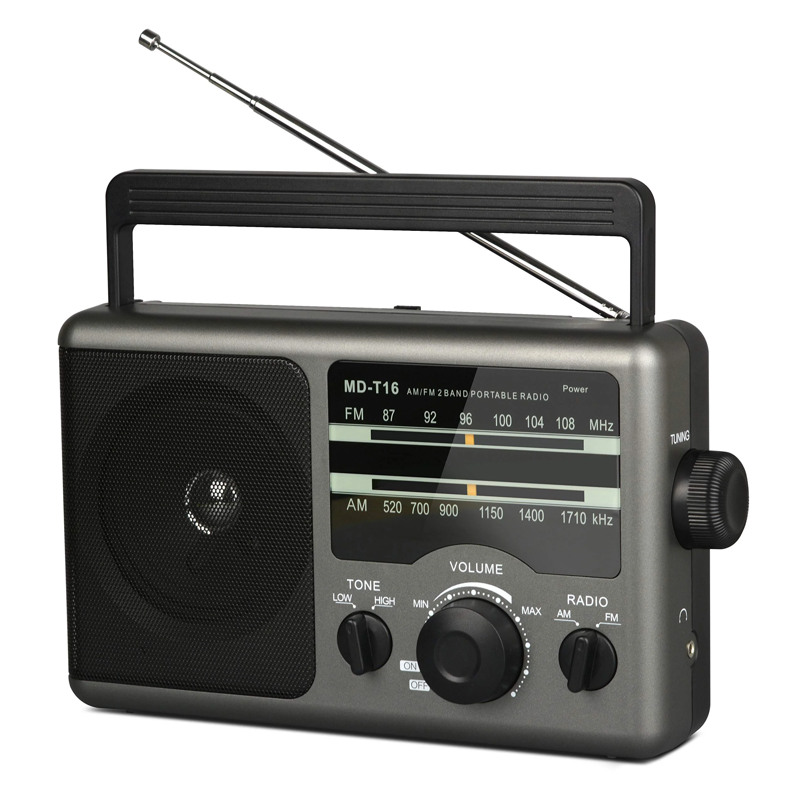 

Portable AM FM Radio Battery Operated Radio by 4D Cell Batteries or AC Power Transistor Radio with Big Knob,Big Speaker