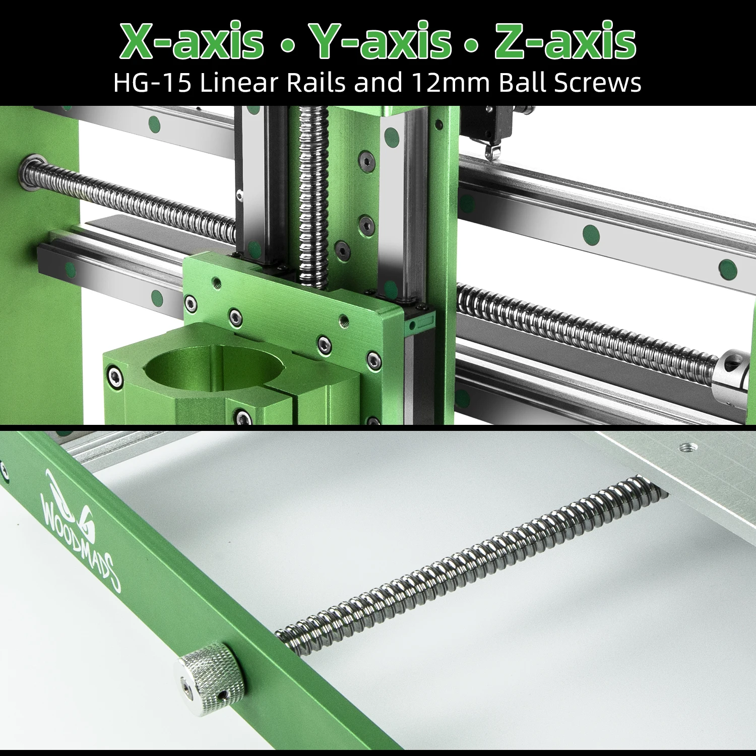 FoxAlien WoodMads All Metal CNC Router Machine, 3 Axis Desktop Linear Rail Ball Screw Aluminum Milling Machine with 300W Spindle enlarge
