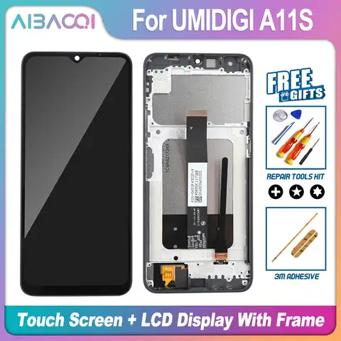 AiBaoQi Новый ЖК-дисплей 6,53 дюйма + дигитайзер сенсорного экрана + рамка в сборе дигитайзер для UMIDIGI A11 A11S LCD