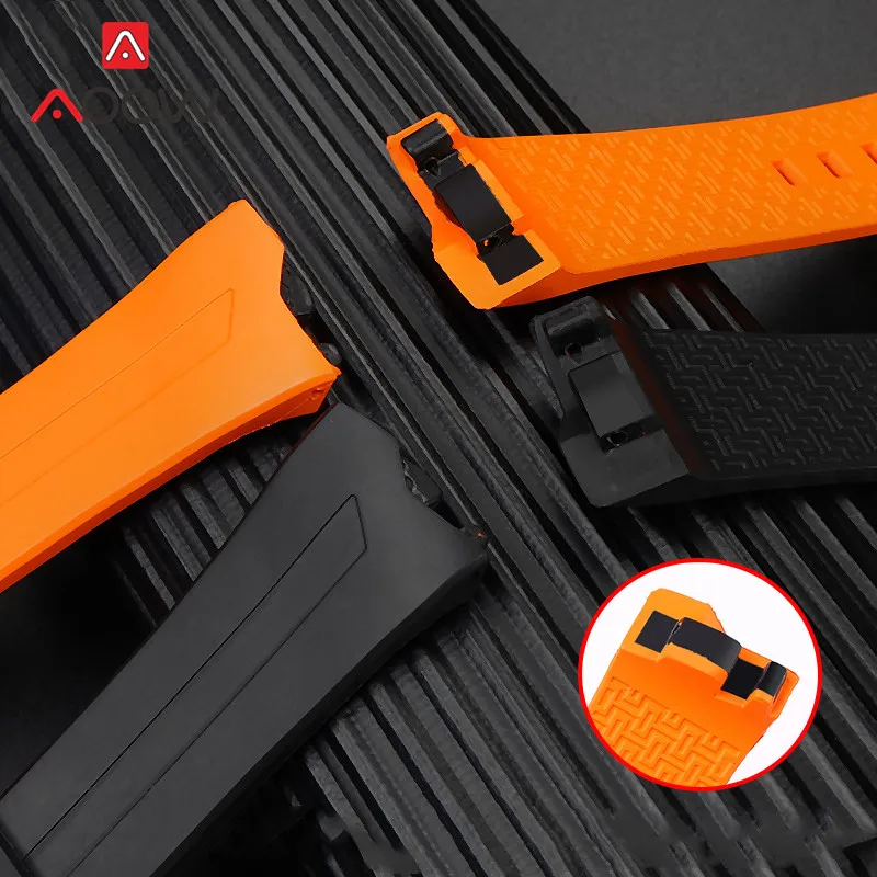 20mm Rubber Strap Stainless Steel Buckle Men Replacement Watch Band for Hamilton Ventura Elvis80 H24585331 H24595331 H24551331