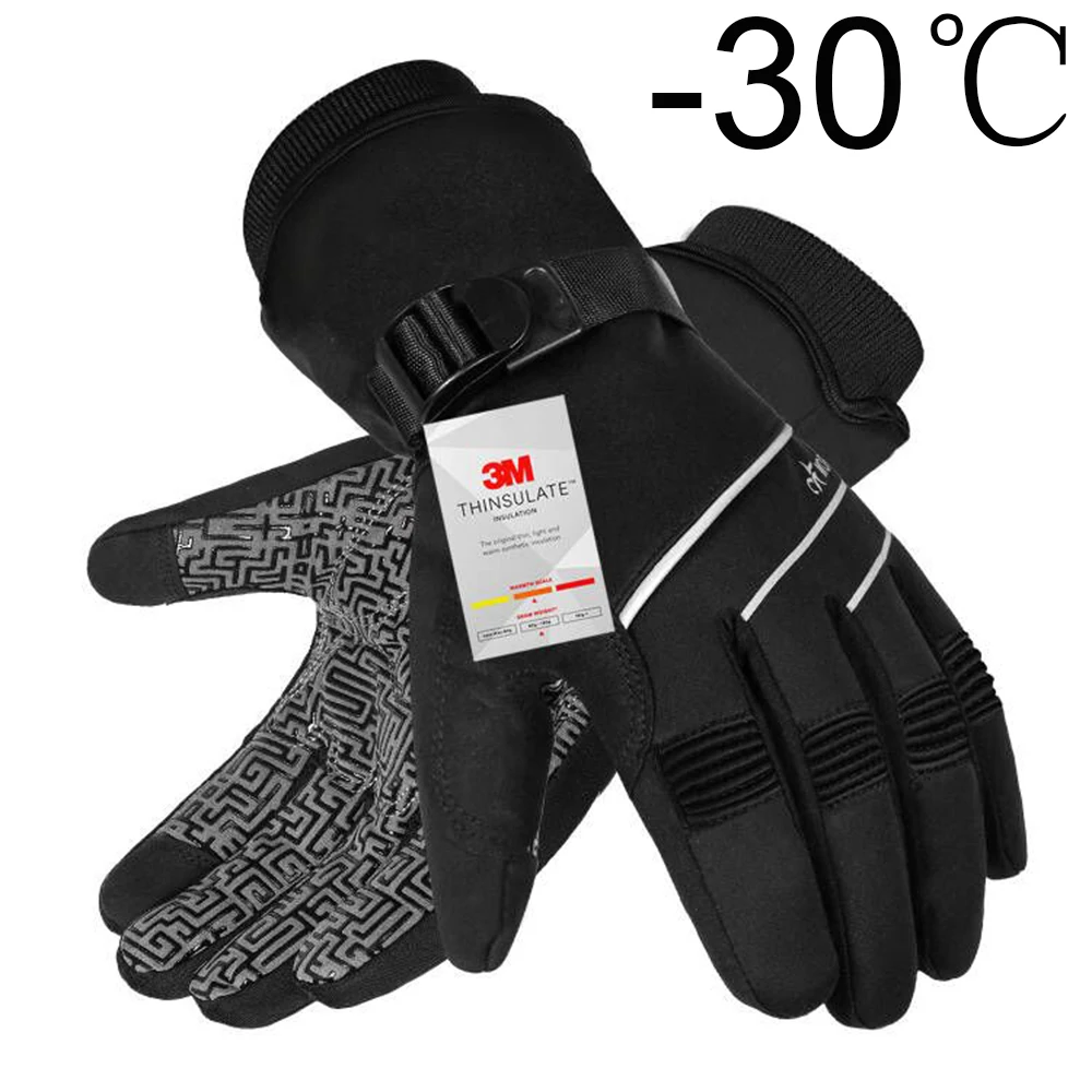 MOREOK-guantes de esquí impermeables para hombre, manoplas térmicas con pantalla táctil, 30 ℉, 3M