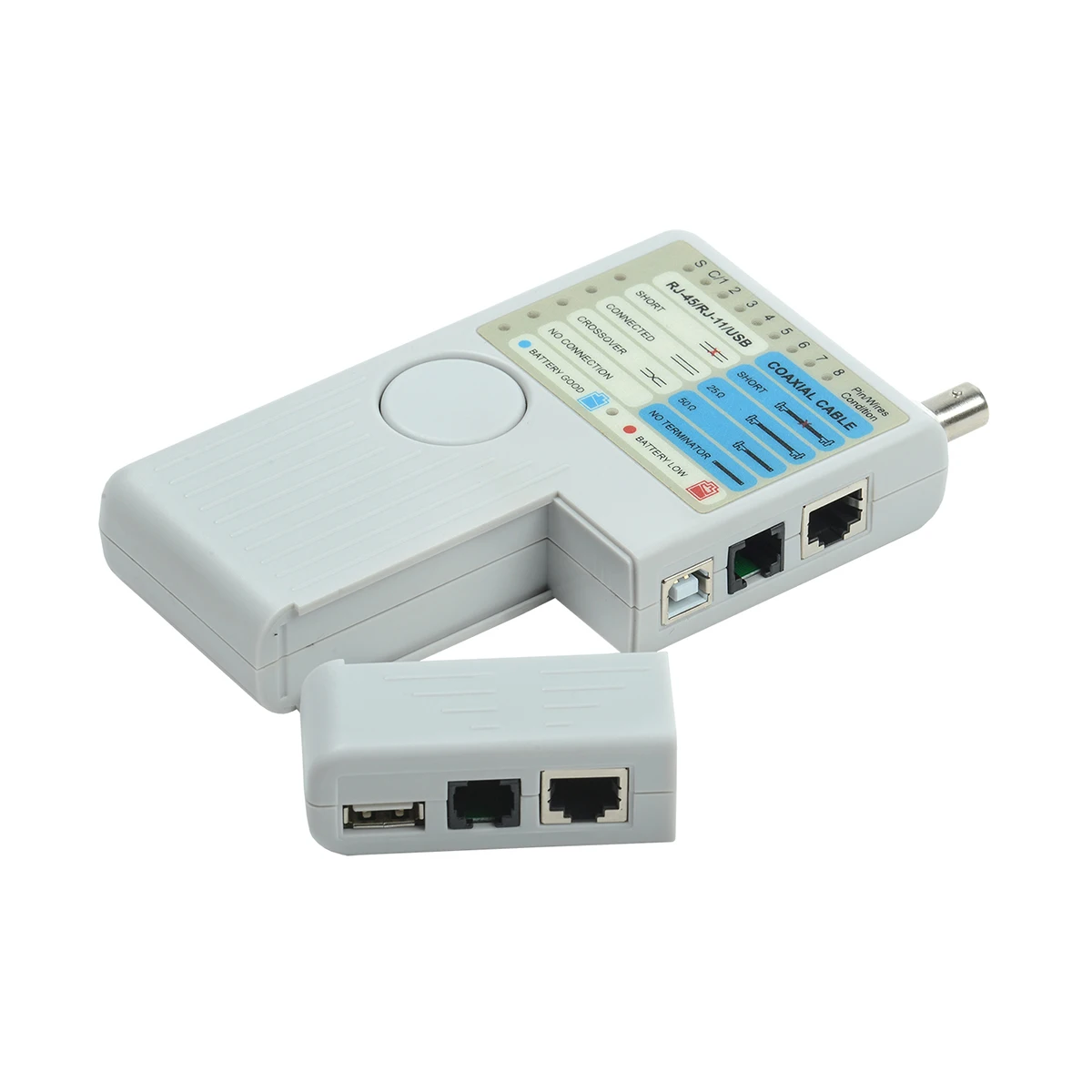 ТЕСТЕР ДЛЯ ВИТОЙ ПАРЫ 4 В 1 RJ45/RJ11/BNC/USB С ЭЛЕМЕНТОМ ПИТАНИЯ ТЕСТЕР ДЛЯ ВИТОЙ ПАРЫ 4 В 1 RJ45/RJ11/BNC/USB С ЭЛЕМЕНТОМ ПИТАНИЯ