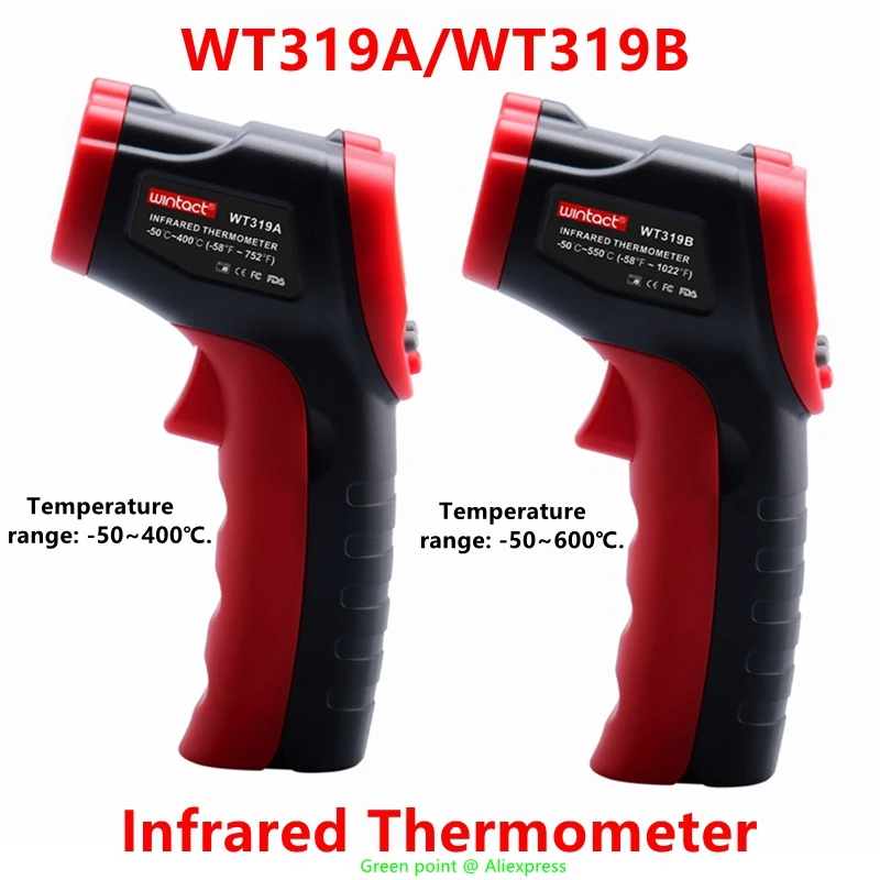 

5PCS WT319A/WT319B Digital Laser Infrared Thermometer -50~400℃/600℃ Non-Contact Temperature Meter Sensor For Industrial Testing