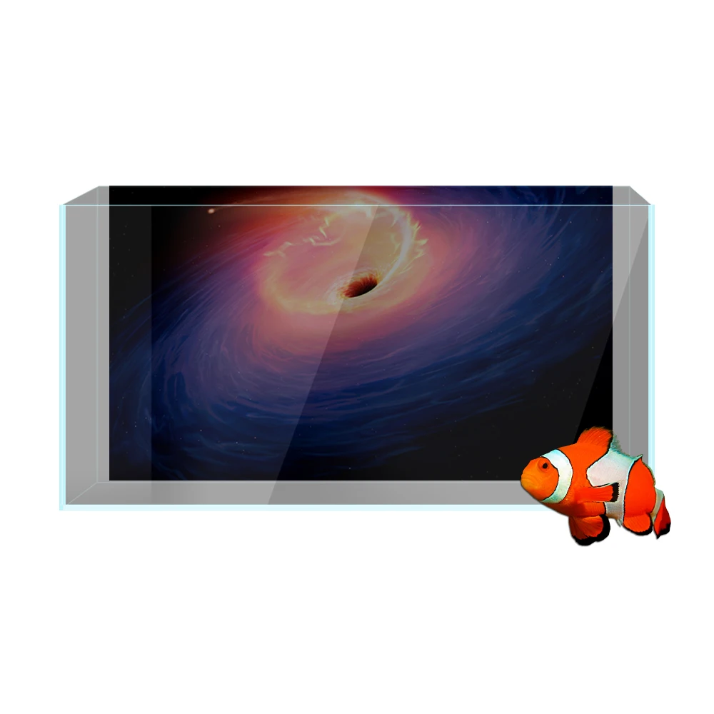 

Fish Tank Aquarium Background Sticker, Black Hole 3D HD Printing Wallpaper Backdrop Decor PVC Poster