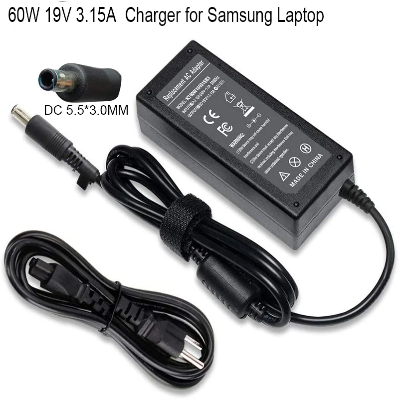 

60W 19V 3.15A Ac Adapter Power cord Laptop Charger For Samsung notebook Series 2 3 4 5 6 7 AD-4019 AD-6019 RV510 RV515 RV520
