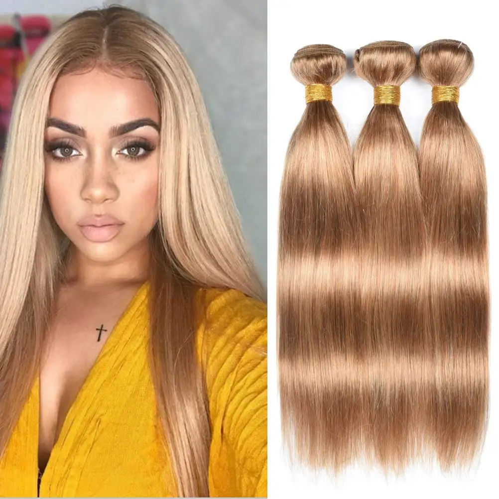 

Straight Hair Bundles For Women Brazilian Remy Hair Weave #27 Natural Hair Extension 12-26 Inches Human Hair Wefts 100g/Pcs