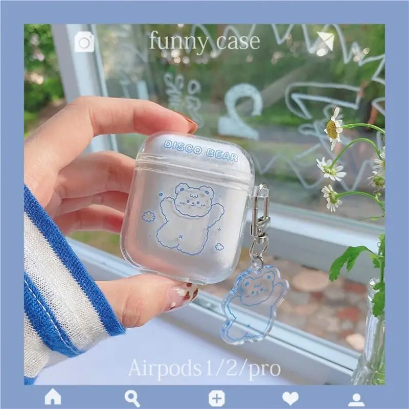 

Cute Little Bear Earphone Case Earphone Protective Case Is Suitable For Airplads 12 Pro Transparent TPU. Send The Same Keyring