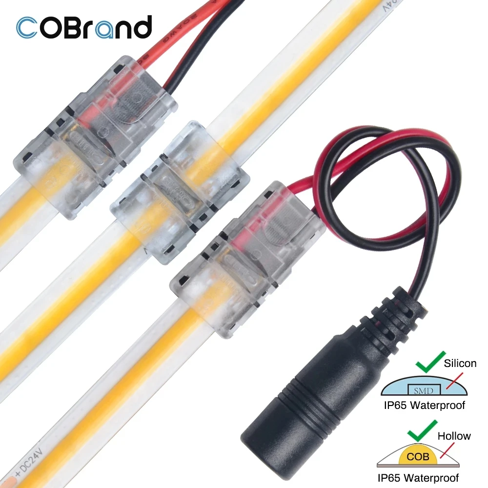 5 шт., 2-контактный разъем для светодиодной ленты IP20 IP65 SMD COB, 8 мм