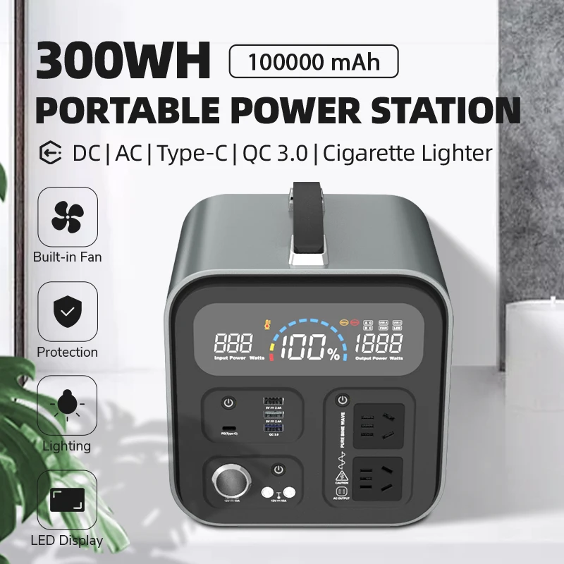 

300W Portable Power Station 100000mAh Solar Generator Backup Battery Pack Power Supply for CPAP Outdoor Camping Emergency